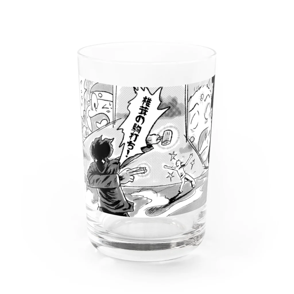 イエネコの秘技　椎茸の駒打ち Water Glass :front