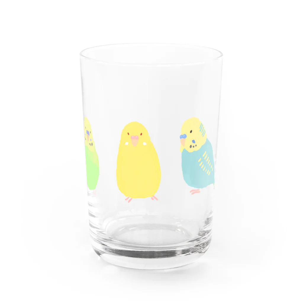 yomoyomo_yomogiのセキセイインコ_パステル Water Glass :front