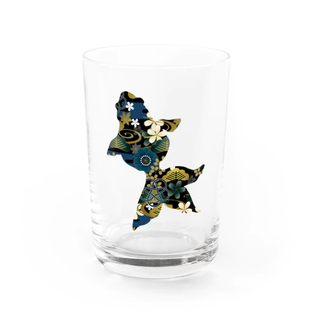 misumisuの和柄・金魚（青） Water Glass :front