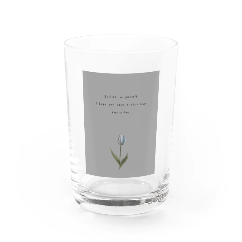 rilybiiのTULIP, white gray blue . Water Glass :front