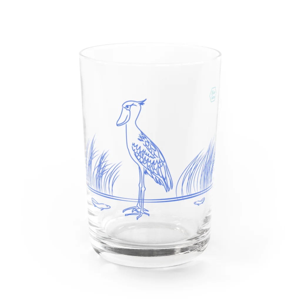 Blue Gemのハシビロコウとハイギョ Water Glass :front