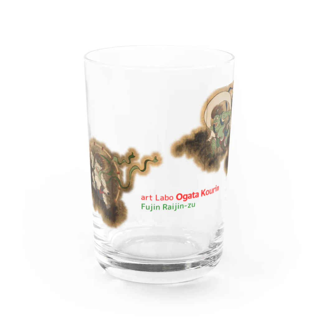 art-Laboの尾形光琳 【世界の名画】風神雷神図 琳派 荘厳 ☆日本画☆ 絵画 美術 art Water Glass :front