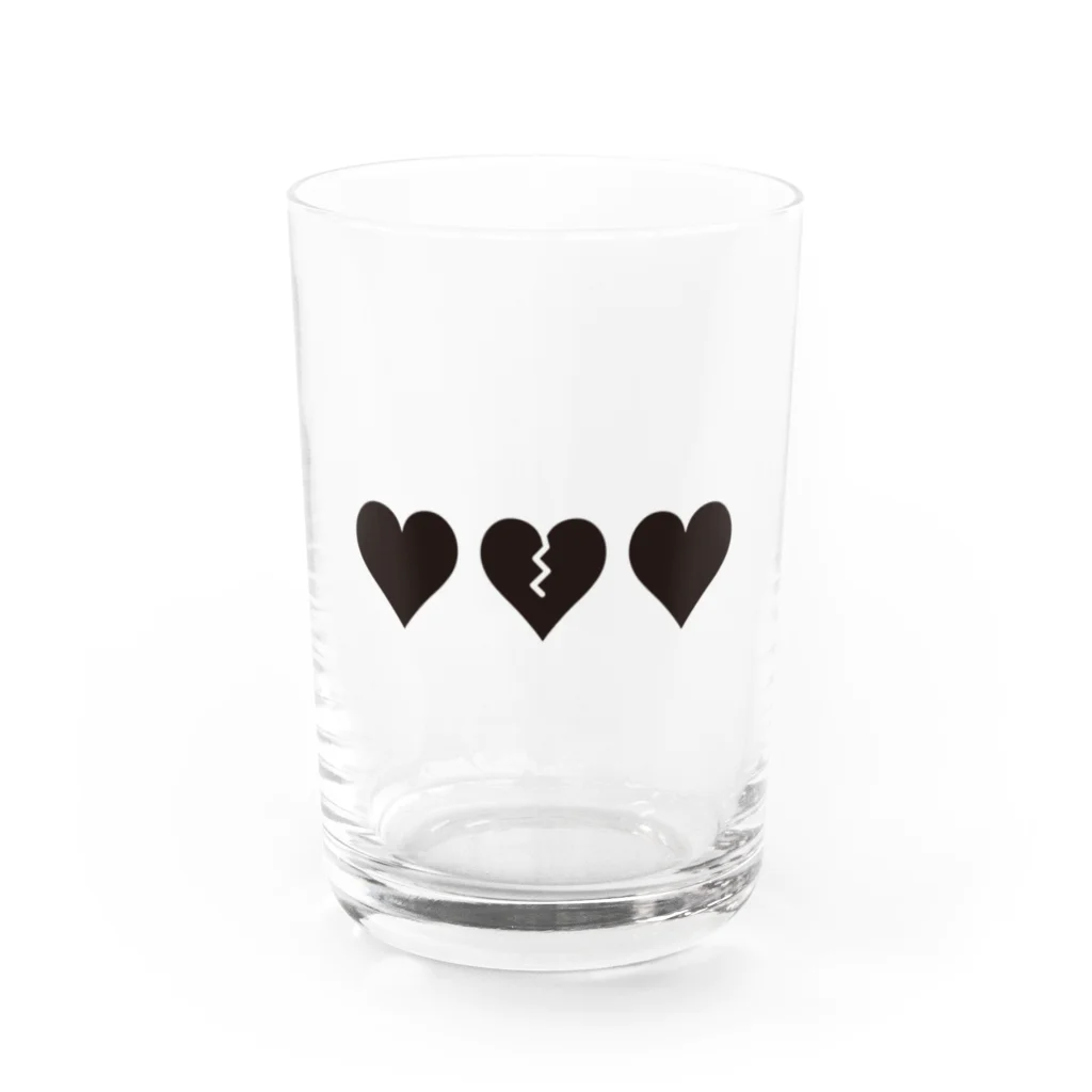 きょうもぜったいがんばらない。の闇に生まれし漆黒のハート！ Water Glass :front