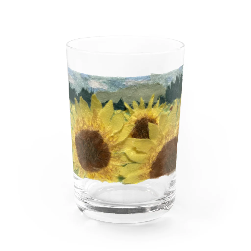 米農家の絵描きのひまわり畑 Water Glass :front