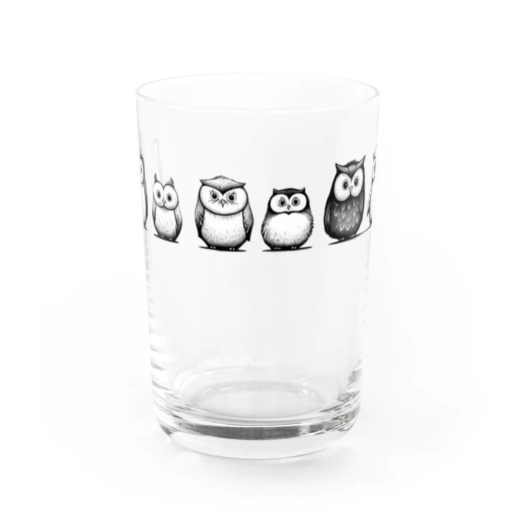 MiMiZukのふくろう家族 Water Glass :front