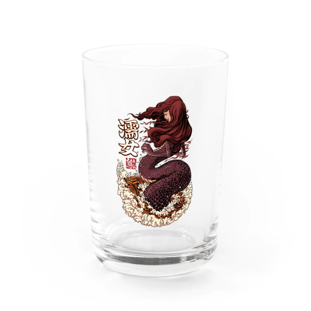 NAMI★HANA屋の日本の妖怪_濡れ女(ぬれおんな)小豆色 コップ類 Water Glass :front