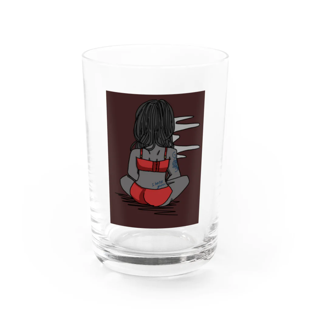 あき缶のI hate you Water Glass :front