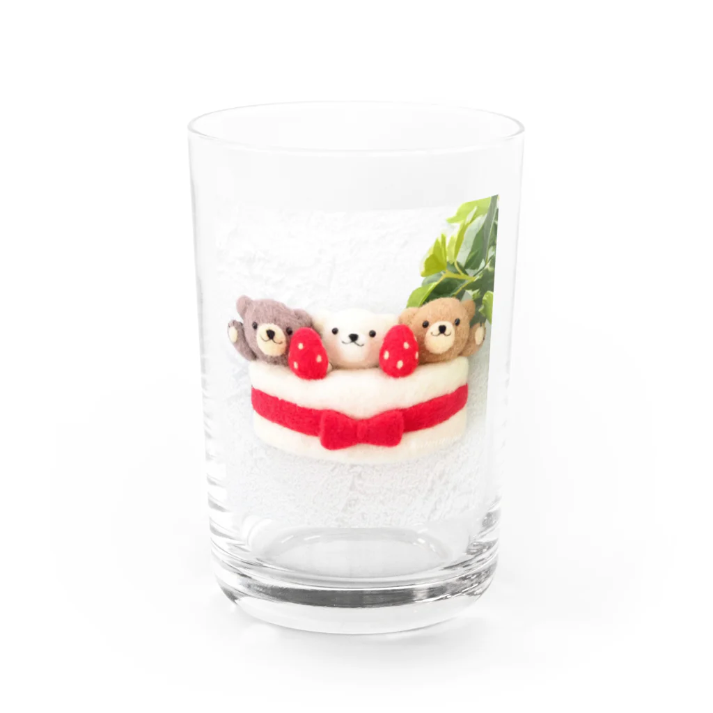 kumamia（くまみあ）のくまの3兄弟（いちごのホールケーキ） Water Glass :front