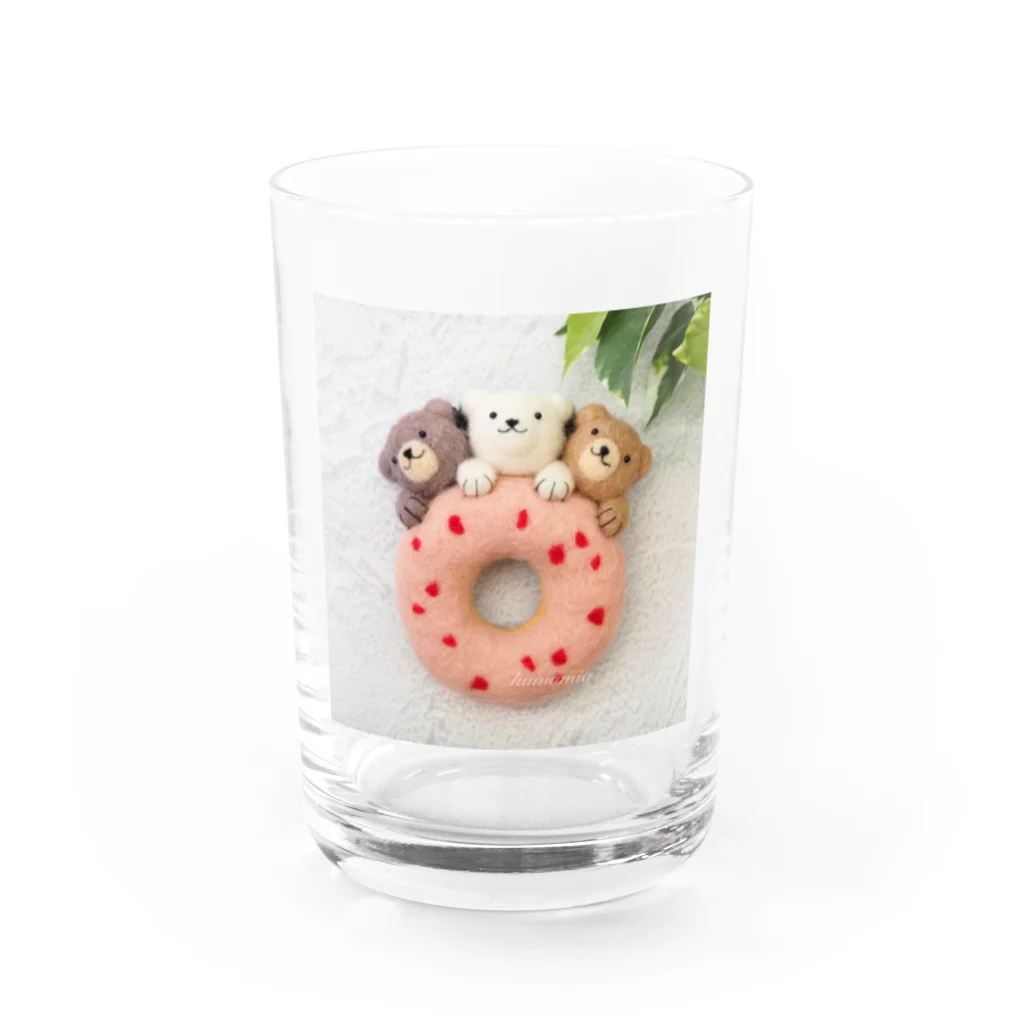 kumamia（くまみあ）のくまの3兄弟（ストロベリードーナツ） Water Glass :front