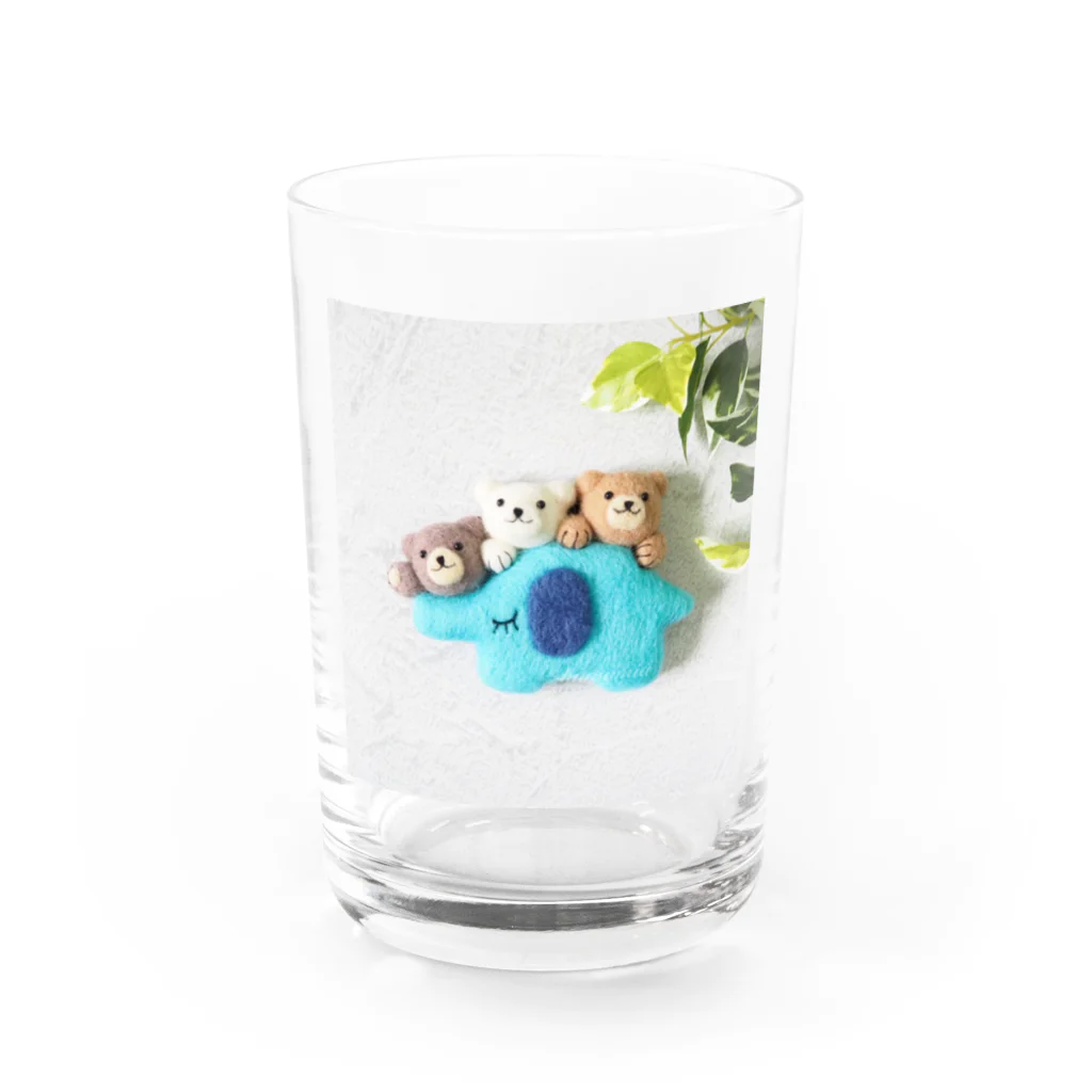 kumamia（くまみあ）のくまの3兄弟（ぞうさん） Water Glass :front