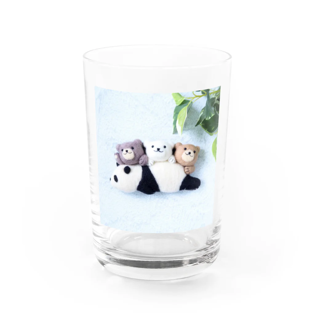 kumamia（くまみあ）のくまの3兄弟（寝そべりパンダ） Water Glass :front