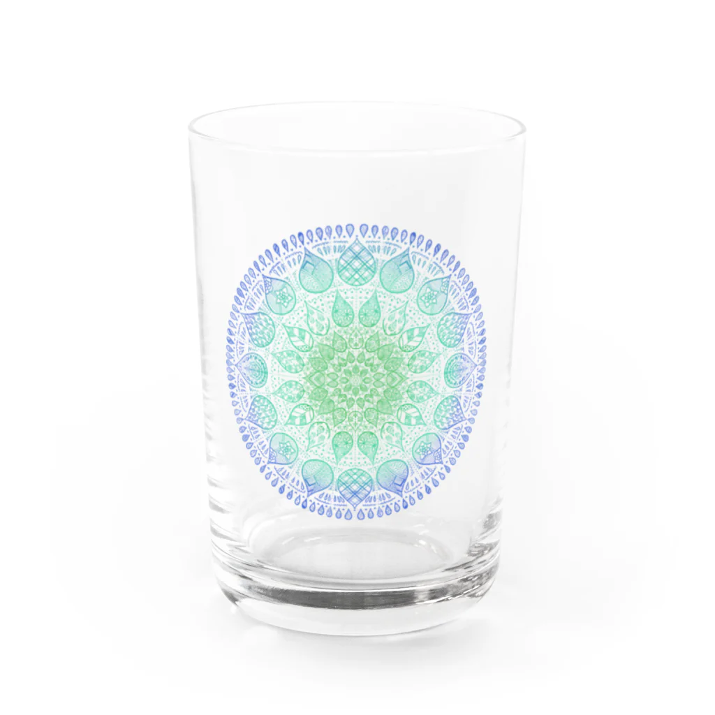 光のフラーレン33の光の曼荼羅　涼風 Water Glass :front