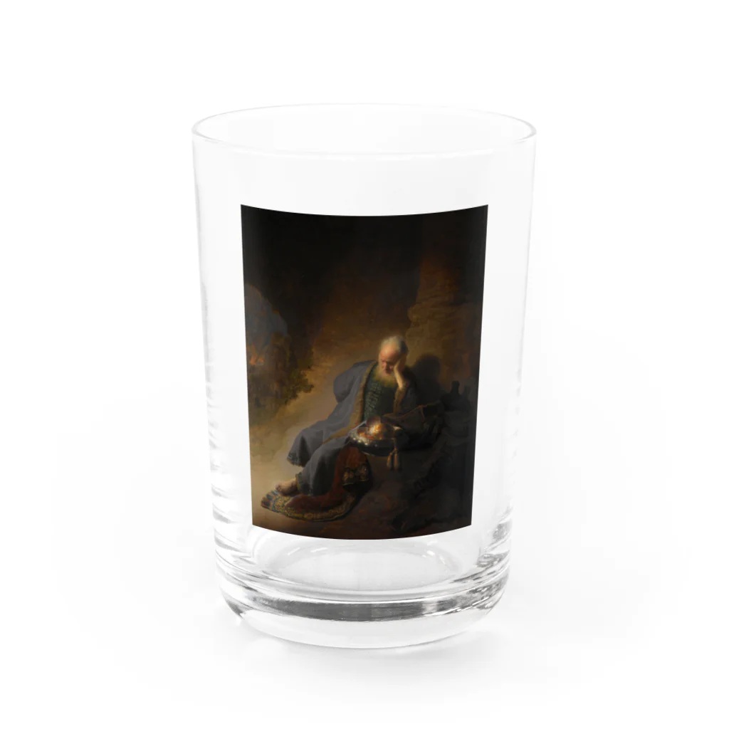 世界美術商店のエルサレムの滅亡を嘆くエレミヤ /  Jeremiah Lamenting the Destruction of Jerusalem Water Glass :front