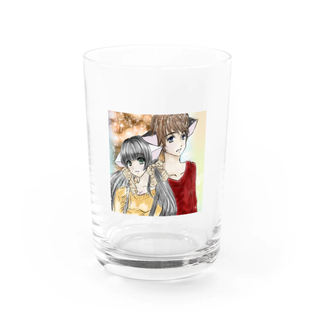 あちちゃんの猫耳のカップル Water Glass :front