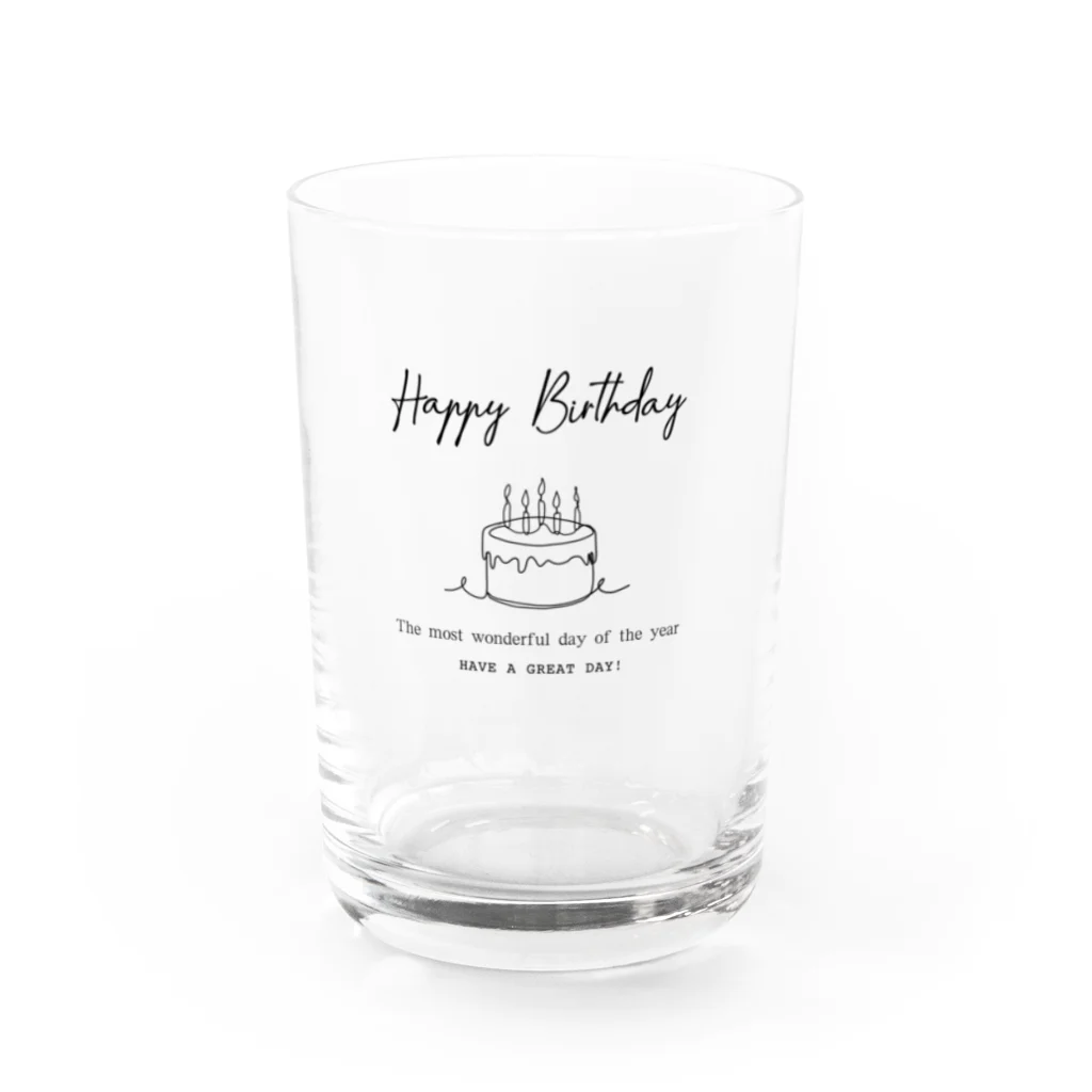 これいいかもTシャツ製作所のHappy Birthday　シンプル Water Glass :front