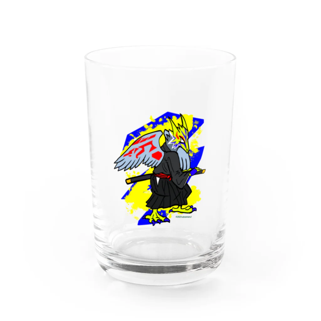 宇寅。の刀と猛禽類イメージのドラゴン Water Glass :front