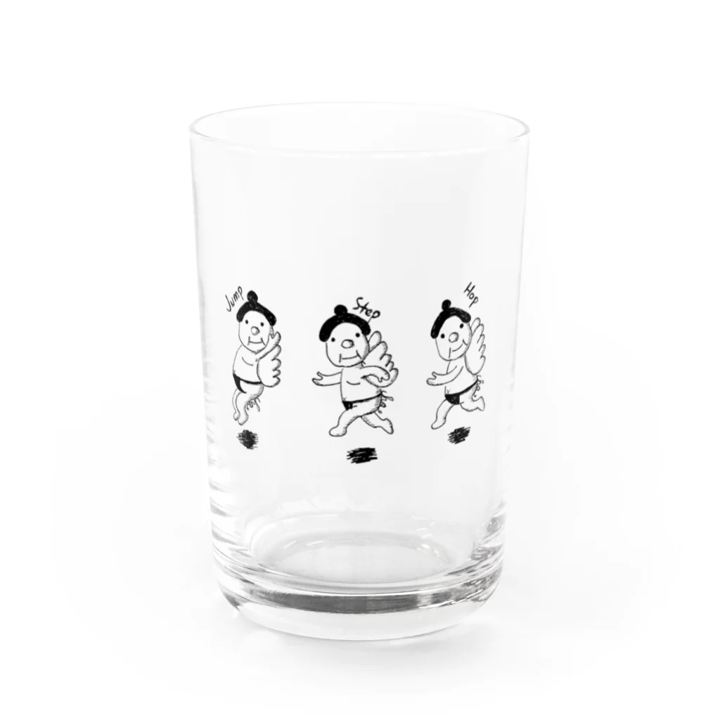 🐸Cha店（ちゃみせ）の関鳥Hop Step Jump Water Glass :front