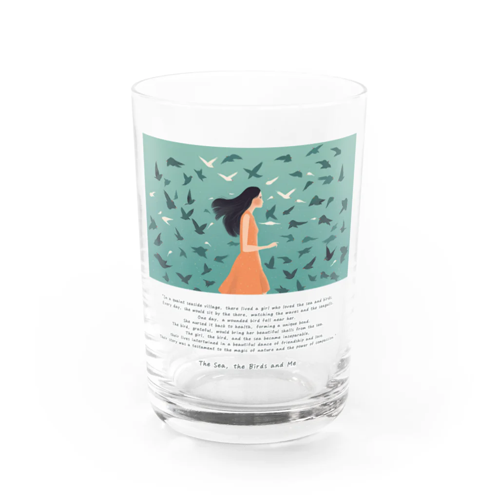 鳥救うSUZURIの『うみ、とり、わたし』【寄付付き商品】 Water Glass :front