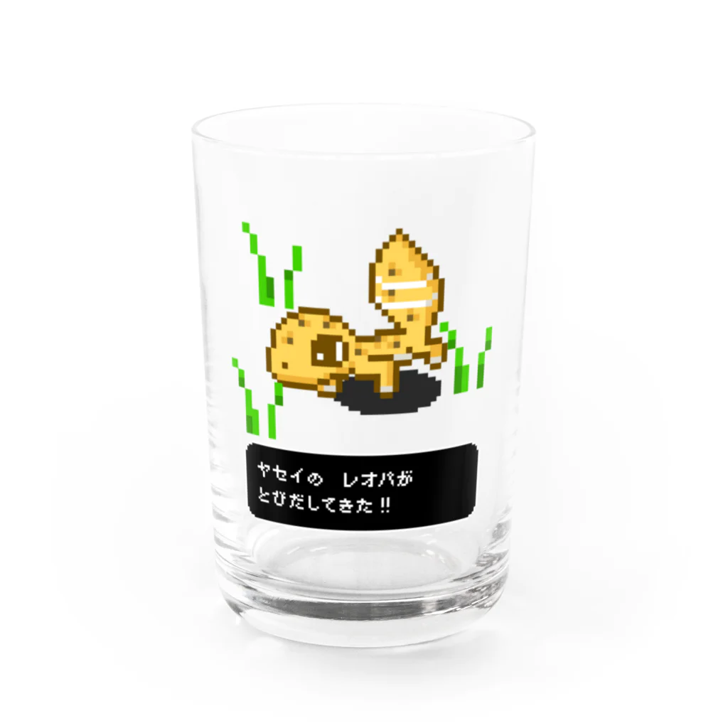 ラプトルのドットのレオパ君 Water Glass :front