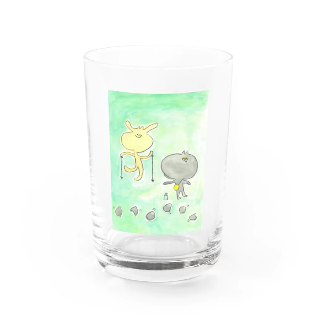 tonarichanのいぬくんとねこくん Water Glass :front