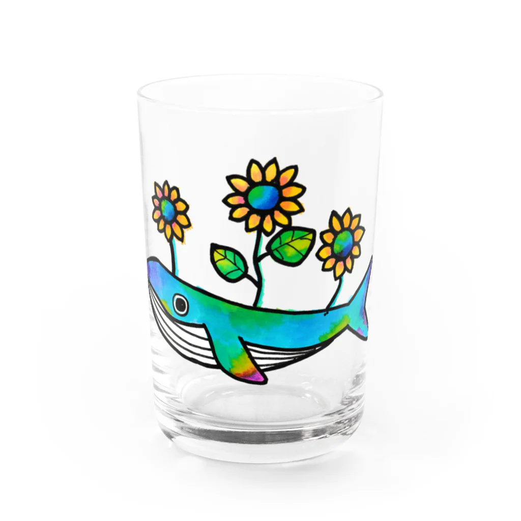 ゆるい感じでこもりたいのくじら(よこ) Water Glass :front