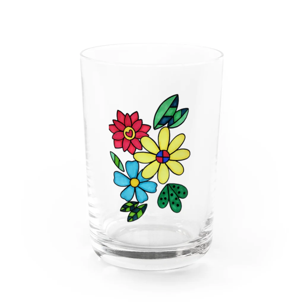 結華の障害者アート 手描きイラスト 花 Water Glass :front