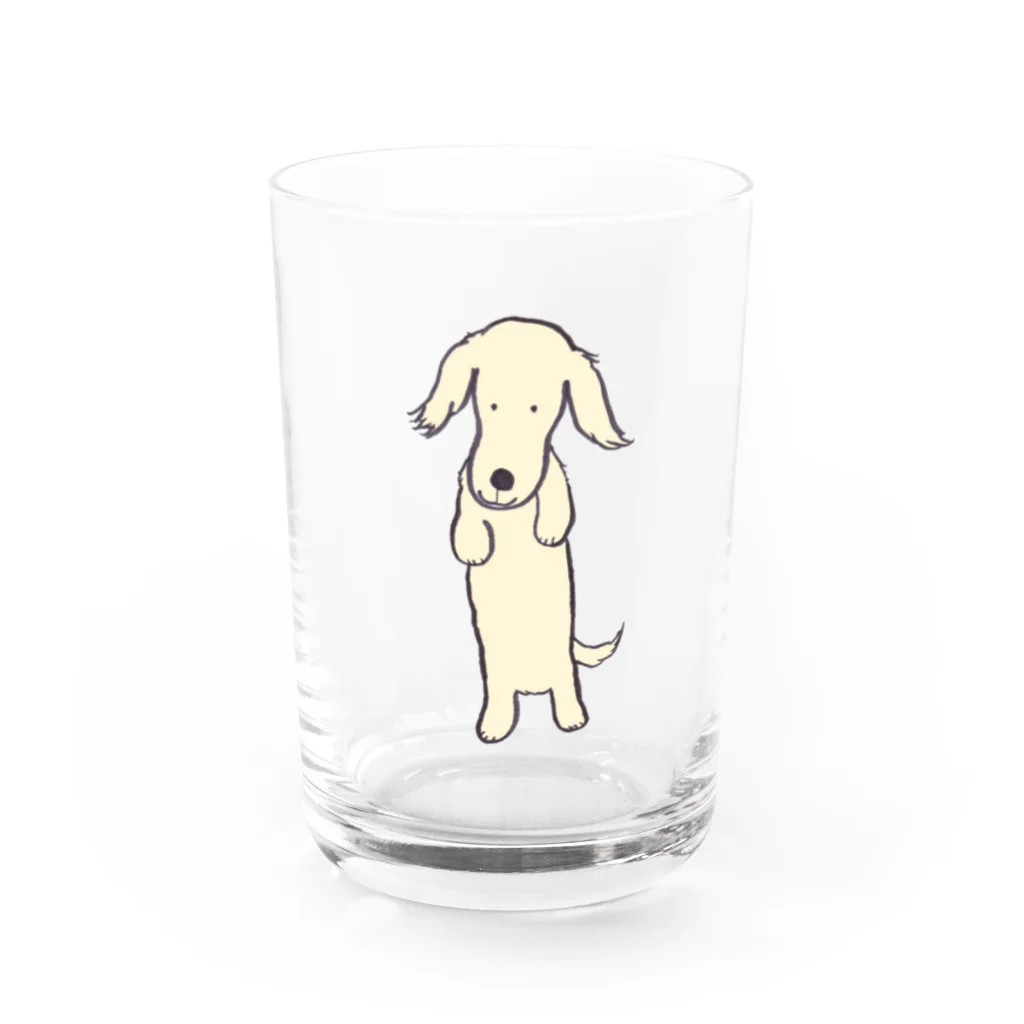 paritoraのミニチュアダックスのハニ君立ち姿カラー Water Glass :front