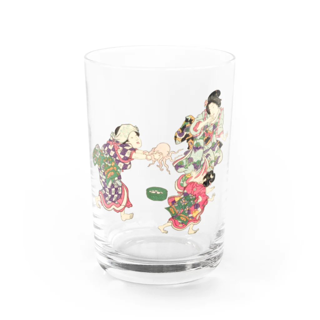 浮世絵ショップ のどぐろ　UKIYOE SHOP NODOGUROの  タコ　明石浦汐干狩図 / Akashiura clam digging Water Glass :front