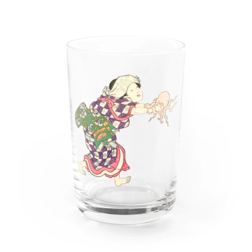 浮世絵ショップ のどぐろ　UKIYOE SHOP NODOGUROの  タコ　明石浦汐干狩図 / Akashiura clam digging Water Glass :front