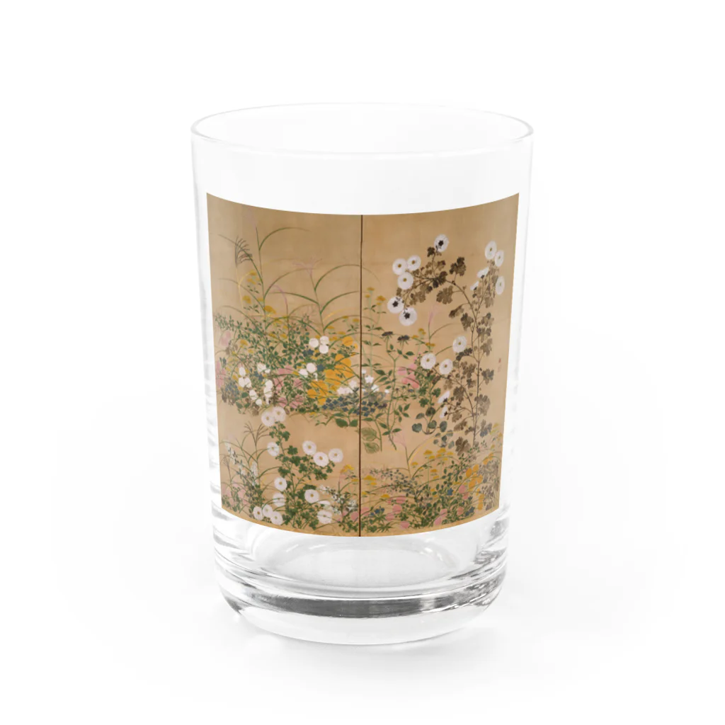 寿めでたや(ukiyoe)の日本画：尾形光琳_秋草図 右隻 Water Glass :front