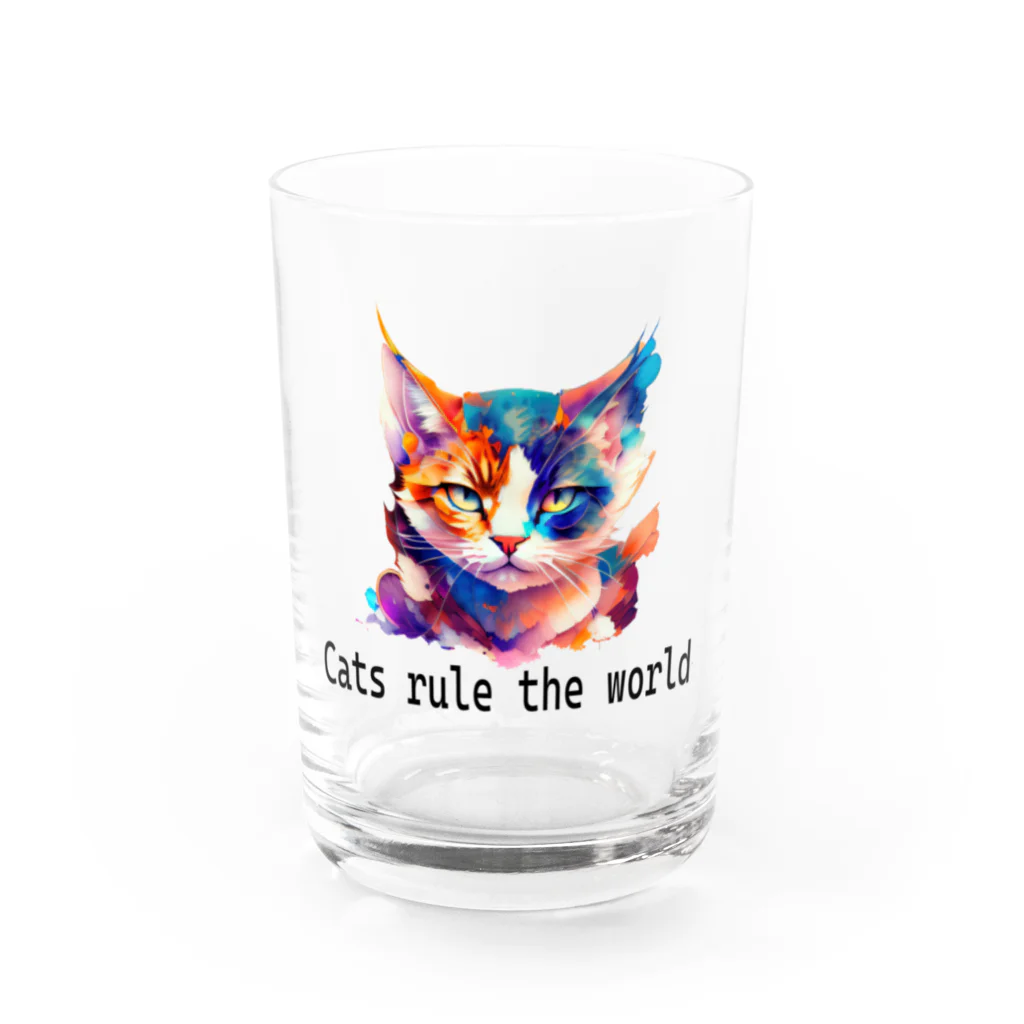 iMaginary Zooの世界の支配者は猫です。 Water Glass :front