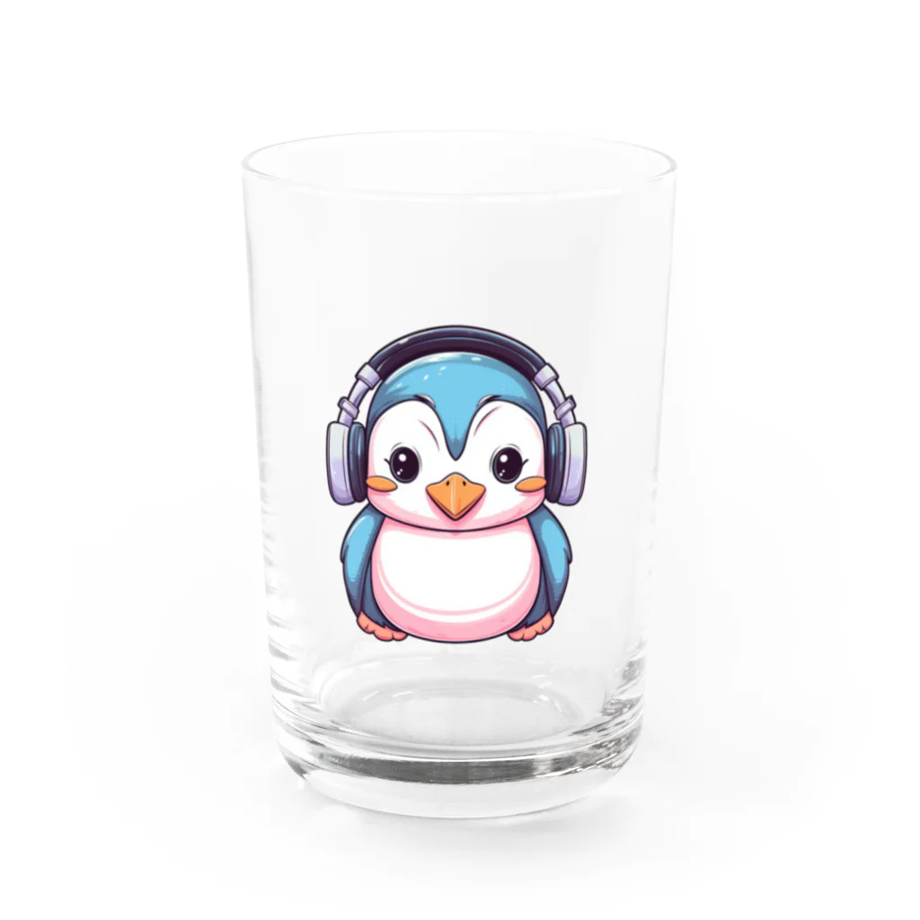 Vasetti_pressのヘッドホンを付けているペンギン Water Glass :front