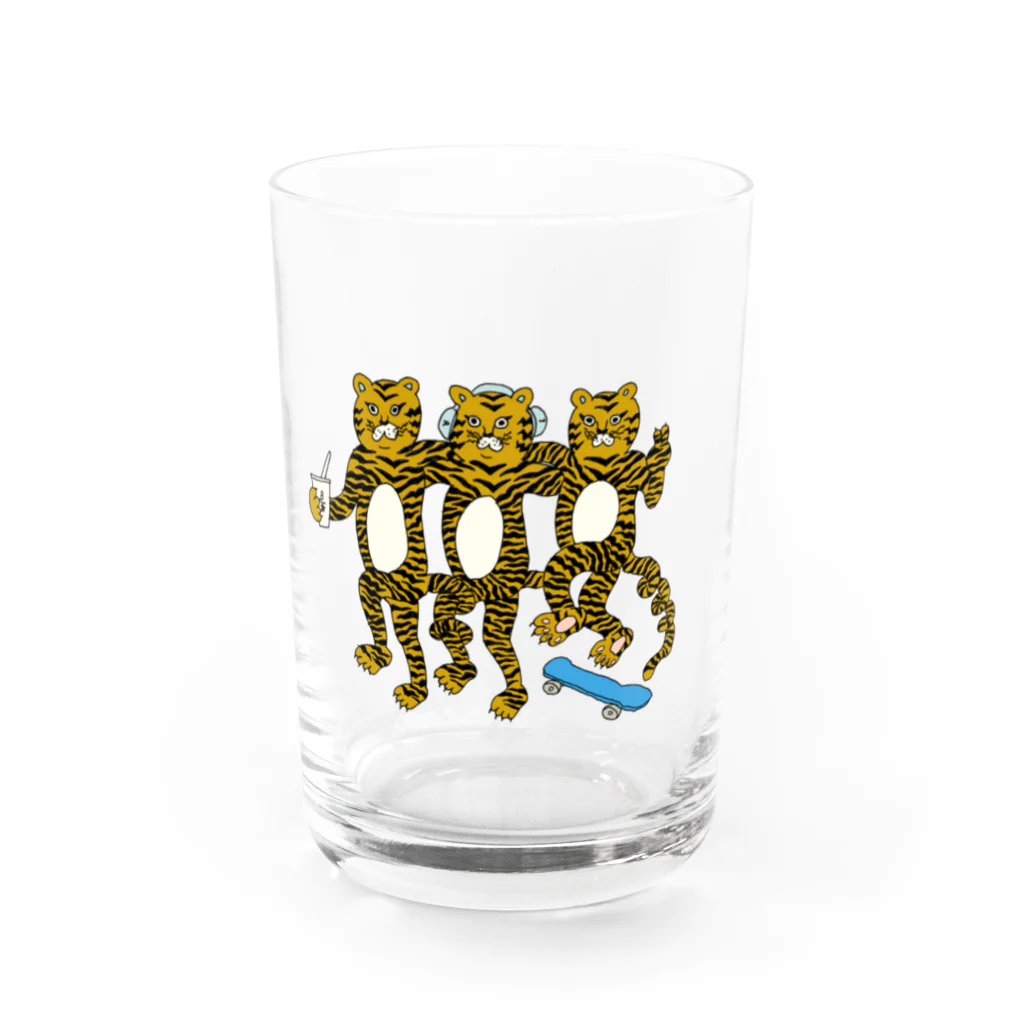 835EMIKOの虎男3匹 Water Glass :front