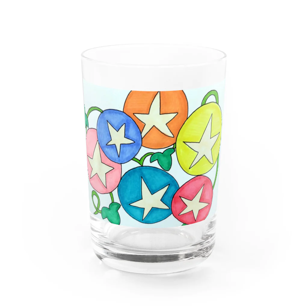 結華の障害者アート 手描きイラスト 朝顔 Water Glass :front