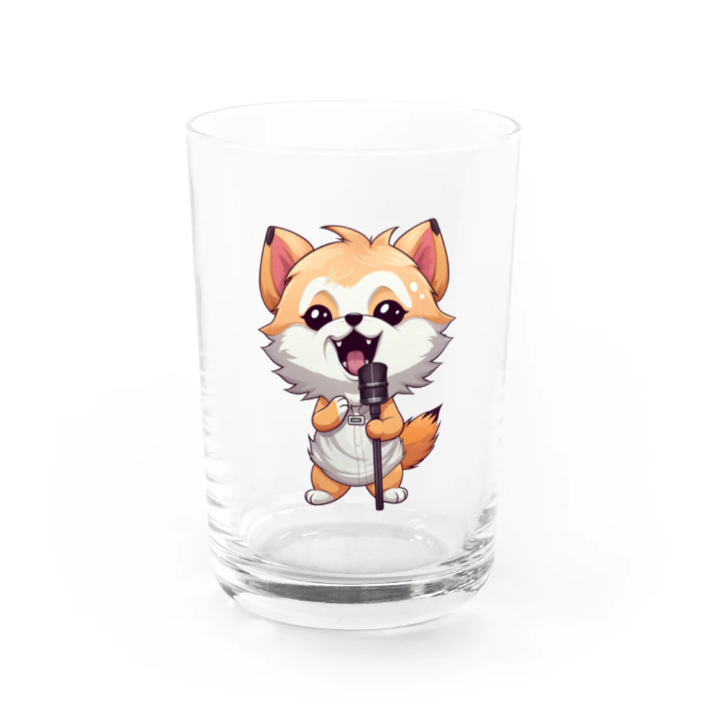 Vasetti_pressの可愛いキツネとマイク Water Glass :front