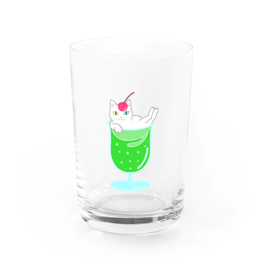 キャリー峰子のクリームソーダ猫 Water Glass :front