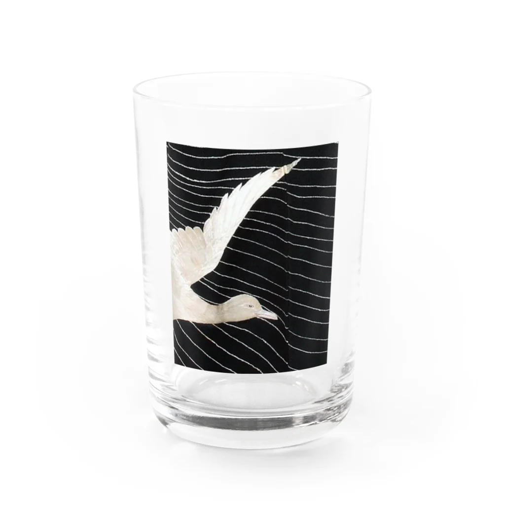 PALA's SHOP　cool、シュール、古風、和風、の黒と白　水鳥の柄 Water Glass :front