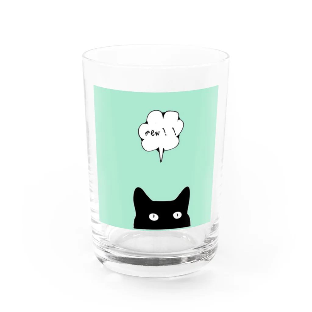 ecoのmew!! ネコ 猫 黒ねこ Water Glass :front