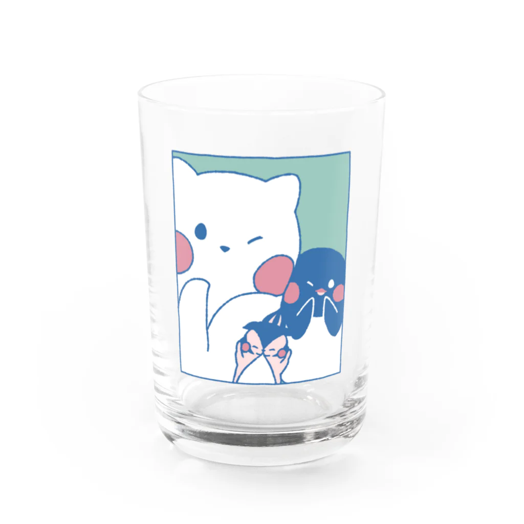 tafu tafuのかわいいポーズのしろぎんしま Water Glass :front