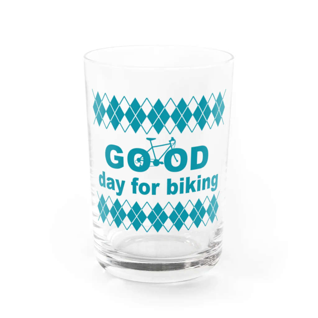 キッズモード某のチャリロゴアーガイル(mint) Water Glass :front