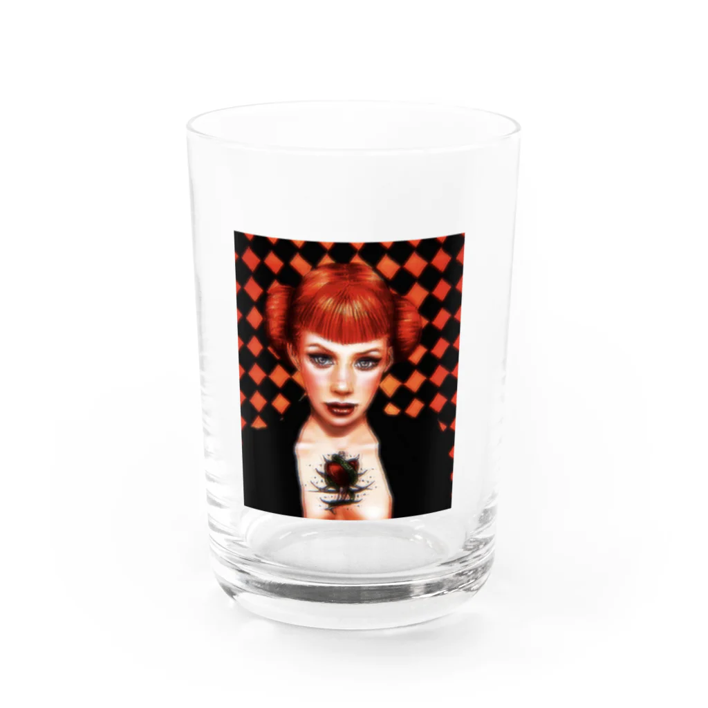 yukkeのお店のハートタトゥーの女 Water Glass :front