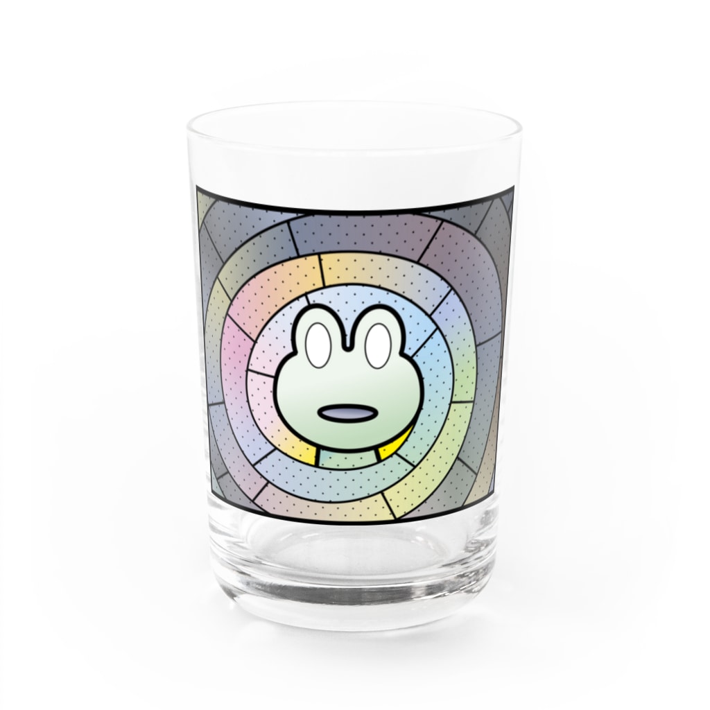 B-catのカエル（ステンドグラス風）_コップ Water Glass :front