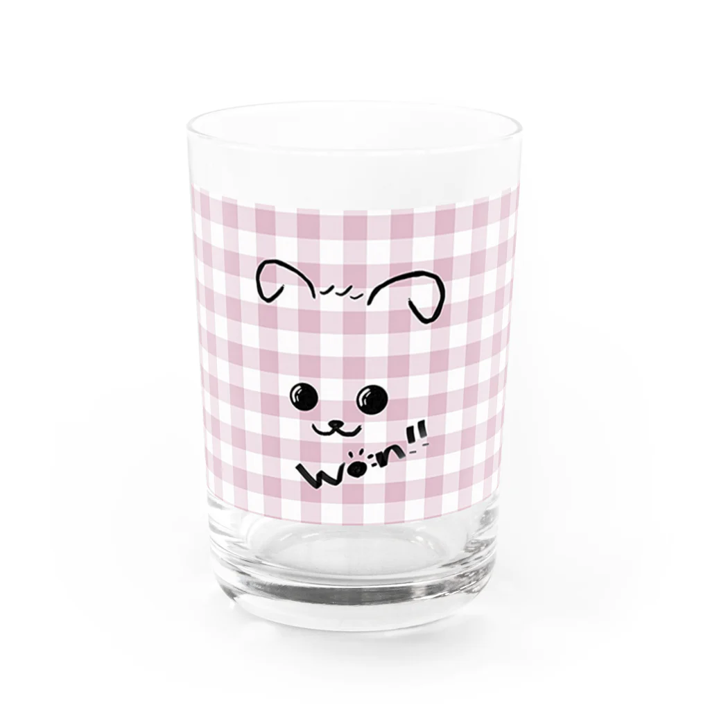 merongのわんこA♡ギンガム Water Glass :front