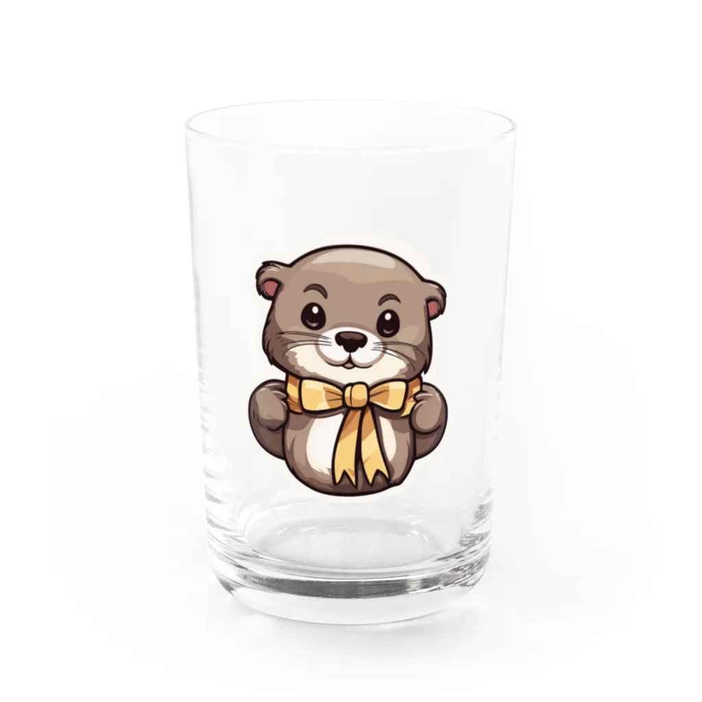 QuillSerenadeの可愛いリボンのもちぽんのステッカー Water Glass :front