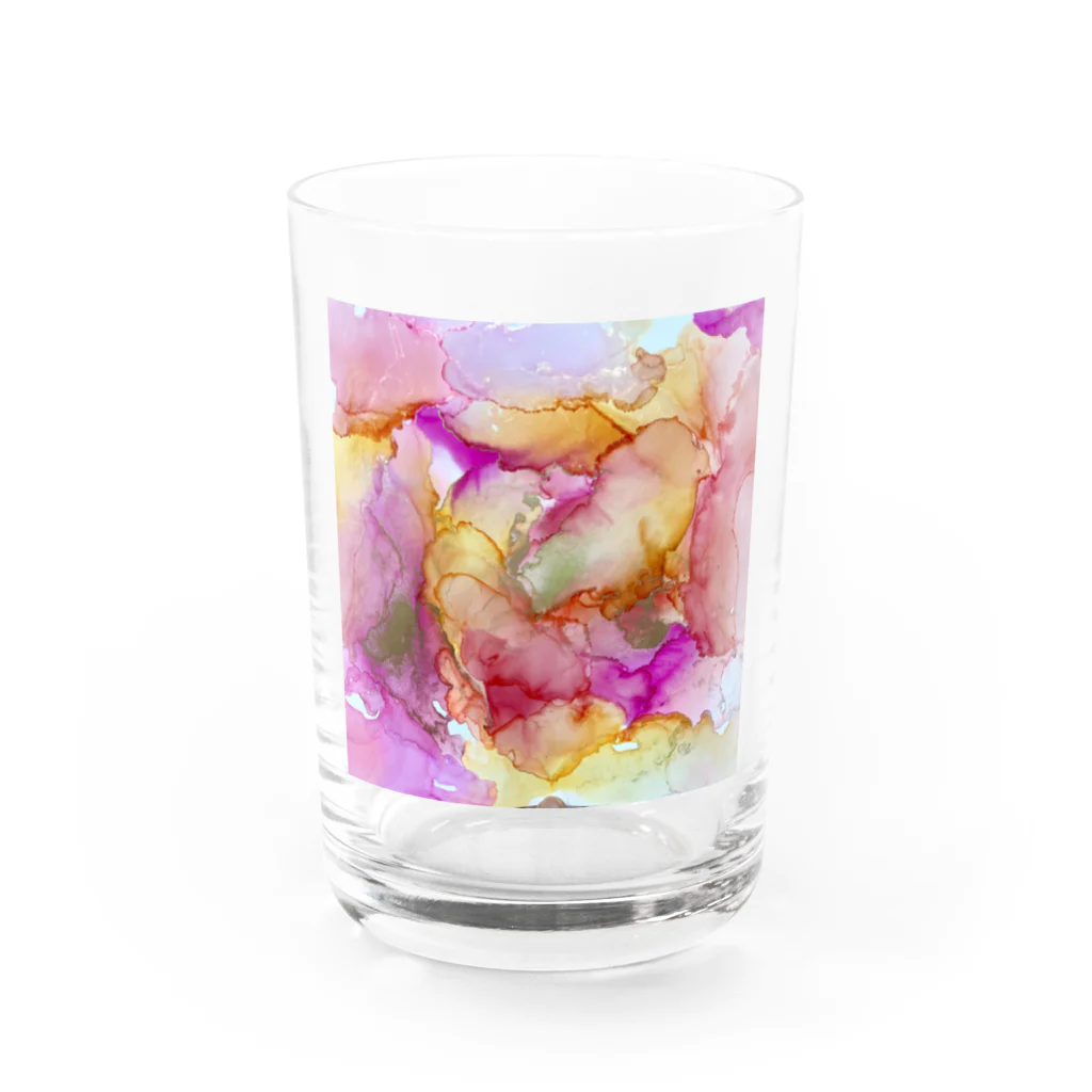 Healingcolor art椿のkawaii Water Glass :front