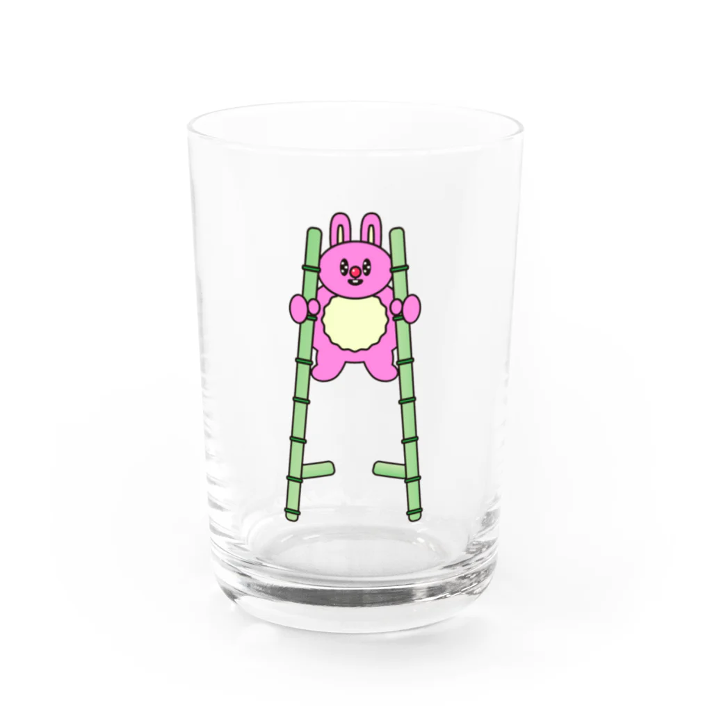 ちんぷんかんプリンの竹馬うさぎ🎍🐇🐰 Water Glass :front