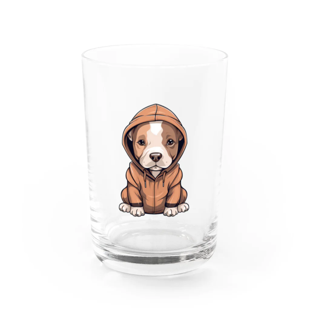 Vasetti_pressのパーカーを着ているピットブル Water Glass :front