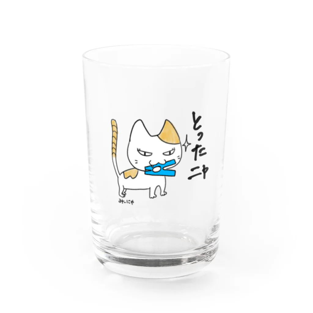 Chapicomon715の三白にゃん　み〜にゃ Water Glass :front