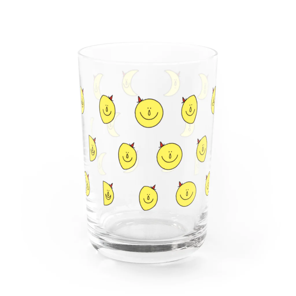 おつきさまのおかいもののおつきさまの満ち欠け（３段） Water Glass :front