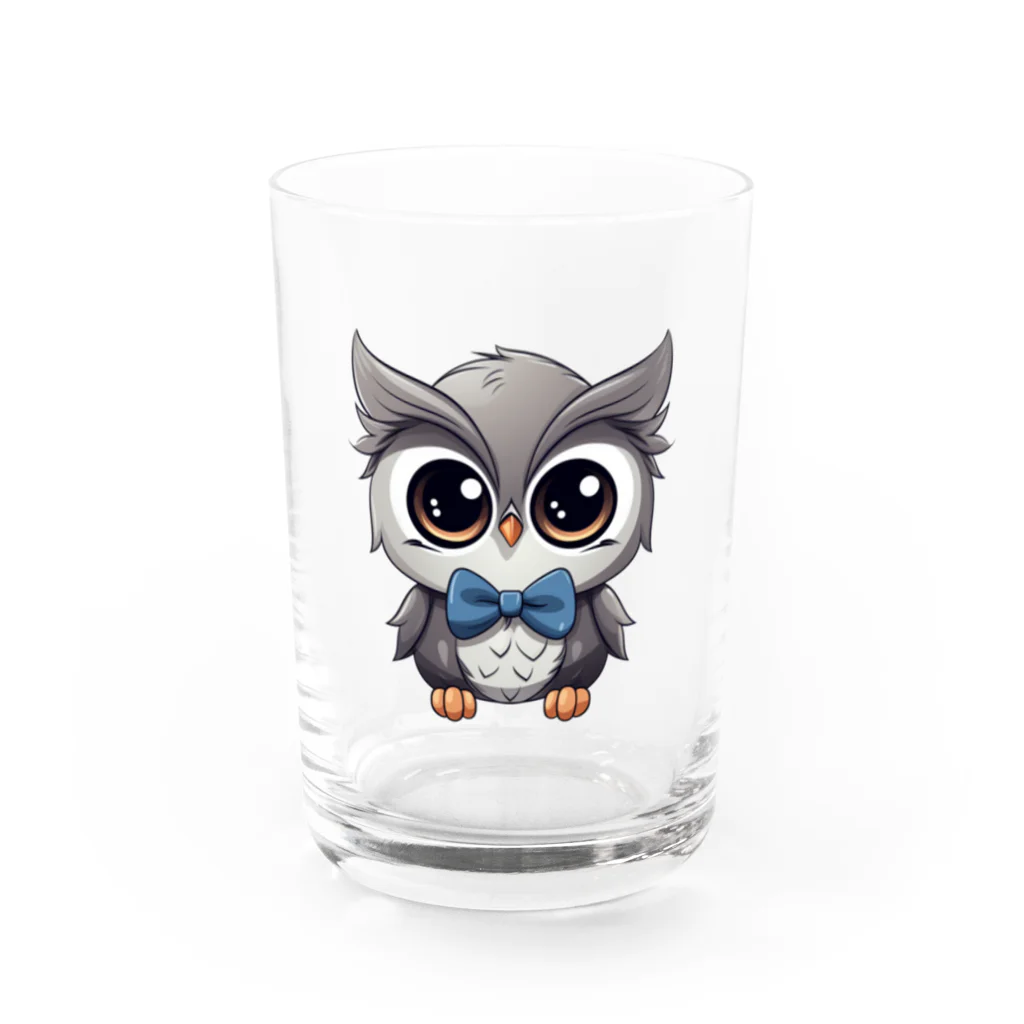 Vasetti_pressの蝶ネクタイをしたフクロウ Water Glass :front